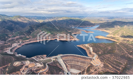 Aerial. Reservoir dam Odelouca of drinking water 37022985