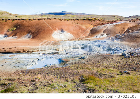 view of geothermal Krysuvik area with solfatara 37023105