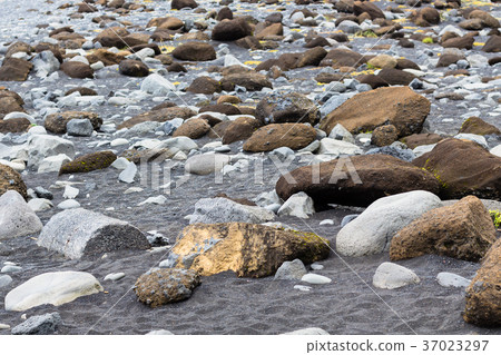 boulder on surface of Reynisfjara beach in Iceland 37023297