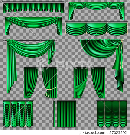 Luxury set of golden velvet silk curtains. EPS 10 Luxury set of golden velvet silk curtains. EPS 10 37023392