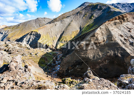 stream in gorge in Landmannalaugar in Iceland 37024185