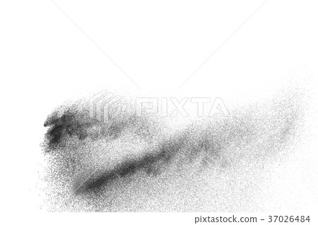 Black powder explosion against white background 37026484