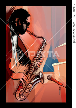 saxophone player on grunge background saxophone player on grunge background 37030917