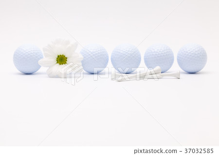 White golf balls and sping flower  37032585