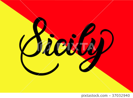 Handwritten inscription Sicily and colors of the Handwritten inscription Sicily and colors of the 37032940