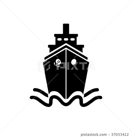 Ship icon in flat style. Black pictogram on white 37033422