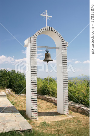 Bell tower on the hill above Lake Orestida Bell tower on the hill above Lake Orestida 37033876