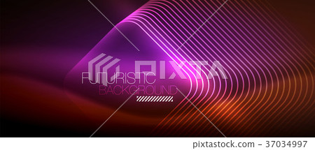 Neon glowing techno lines Neon glowing techno lines 37034997