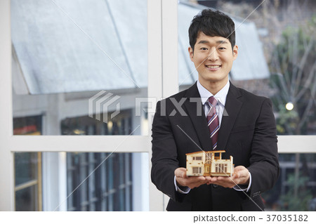 銷售人員，商人，韓國人 37035182