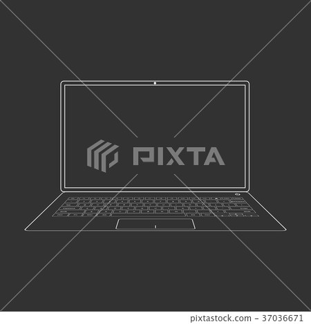 Outlined laptop on black Outlined laptop on black 37036671