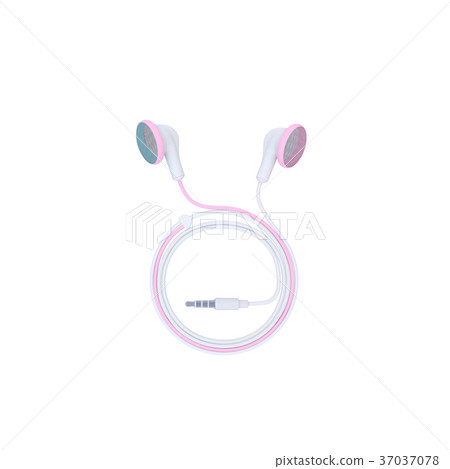 pink earphone isolated on white background pink earphone isolated on white background 37037078