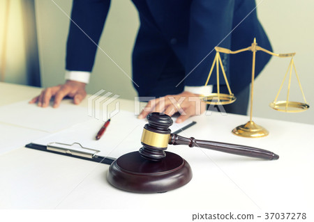 Judge gavel with Justice lawyers, Businessman  37037278