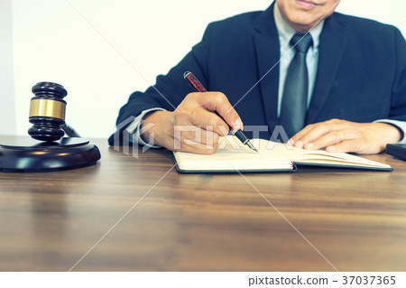 Judge gavel with Justice lawyers, Businessman 37037365
