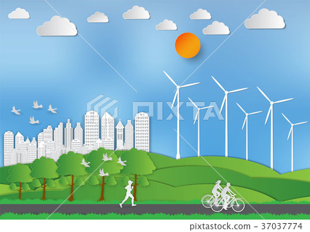 Paper art style of Landscape and People 37037774