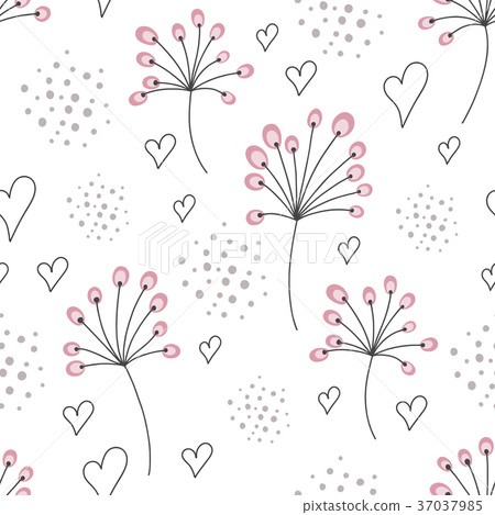 Seamless Abstract Floral Background Hand Draw Stock