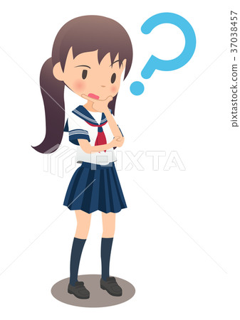Illustration image of a high school girl wearing a sailor suit 37038457