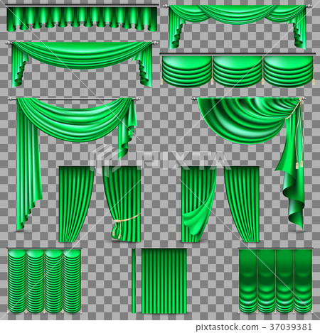 Luxury set of golden velvet silk curtains. EPS 10 Luxury set of golden velvet silk curtains. EPS 10 37039381