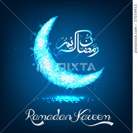 Ramadan Kareem on blue bokeh crescent Ramadan Kareem on blue bokeh crescent 37039453