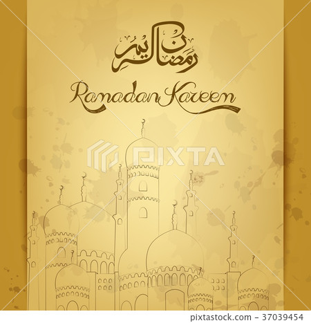 Ramadan kareem with mosque old background Ramadan kareem with mosque old background 37039454