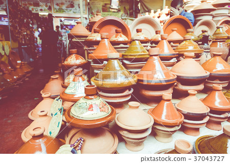 Tajines in the market, Marrakesh,Morocco 37043727