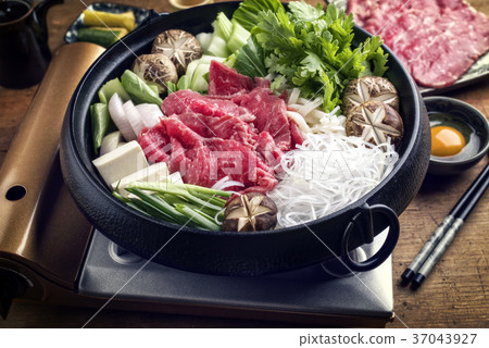 Traditional Japanese Sukiyaki with Kobe Beef 37043927