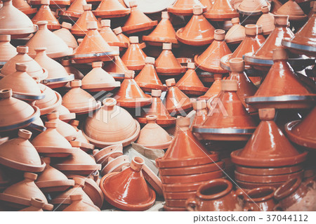 Selection of very colorful Moroccan tajines. 37044112