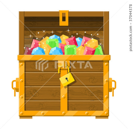 Treasure chest full of various diamonds. Treasure chest full of various diamonds. 37044378