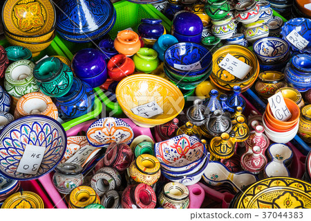 Selection of very colorful Moroccan tajines Selection of very colorful Moroccan tajines 37044383