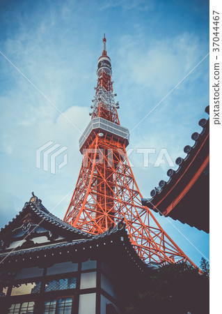 Tokyo tower and traditional temple, Japan Tokyo tower and traditional temple, Japan 37044467