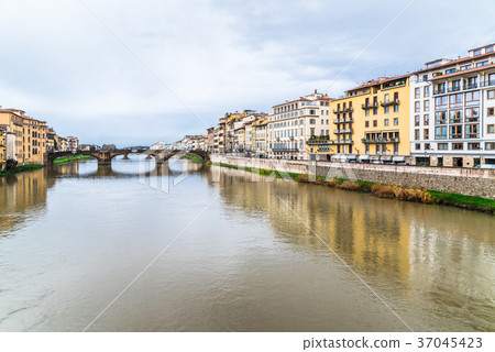 A view of the Arno river from the Ponte Vecchio in Florence A view of the Arno river from the Ponte Vecchio in Florence 37045423
