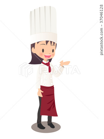 服務顧客的一位女性廚師的例證圖像 服務顧客的一位女性廚師的例證圖像 37046128