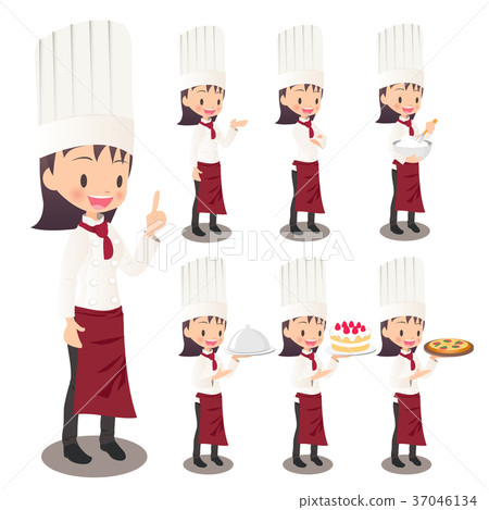 Illustration image set of female chef 37046134