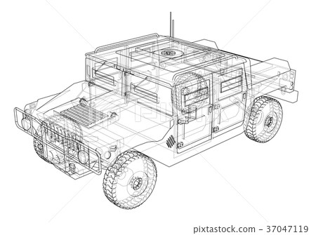 Combat car. Vector rendering of 3d 37047119