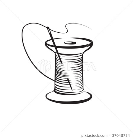 Needle, thread symbol. Needlework icon. Fancy work 37048754