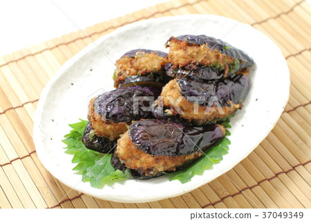 炸茄子菜、炸茄子肉末剪刀、夏菜菜 37049349