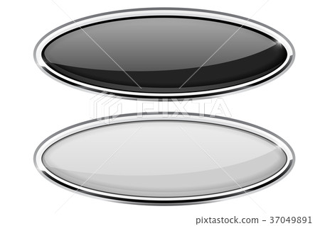 Black and white oval buttons with chrome frame Black and white oval buttons with chrome frame 37049891