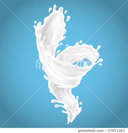 Realistic milk splash isolated on blue background Realistic milk splash isolated on blue background 37051361