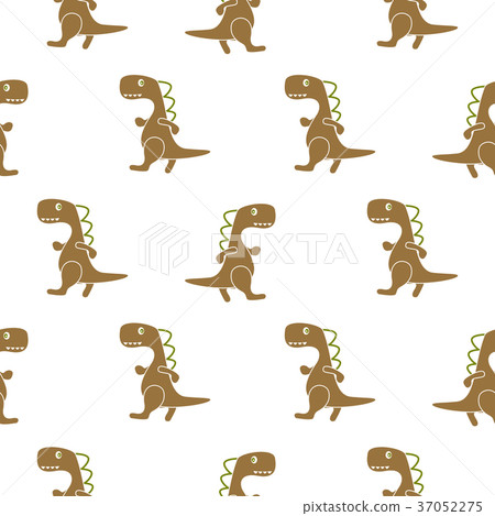 Dino simple brown color seamless vector pattern. 37052275