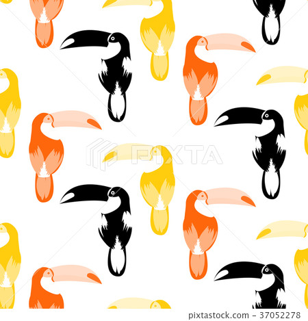 Toucan bird seamless vector pattern. 37052278