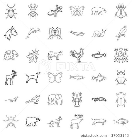 Wild life icons set, outline style 37053143