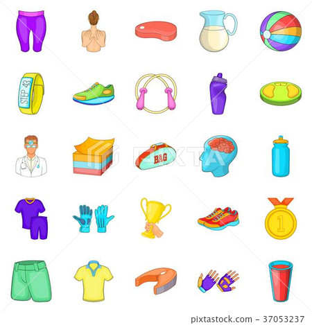 Suitability icons set, cartoon style 37053237