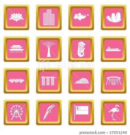 Singapore icons pink 37053249