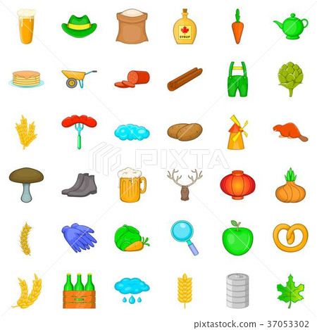 Cold weather icons set, cartoon style Cold weather icons set, cartoon style 37053302