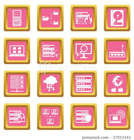 Big data icons pink Big data icons pink 37053343