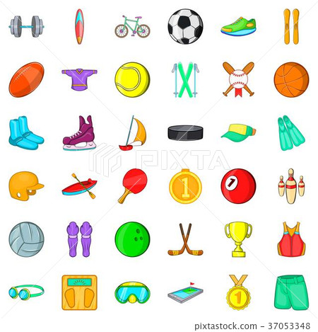 Sportsman icons set, cartoon style Sportsman icons set, cartoon style 37053348