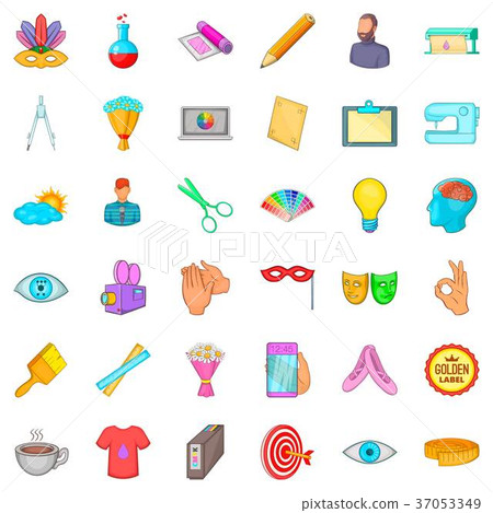 Computer drawing icons set, cartoon style Computer drawing icons set, cartoon style 37053349