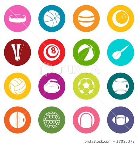 Sport balls icons many colors set Sport balls icons many colors set 37053372