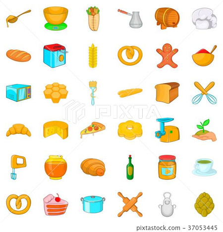 Cooking icons set, cartoon style 37053445