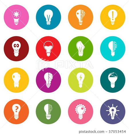 Lamp logo icons many colors set 37053454
