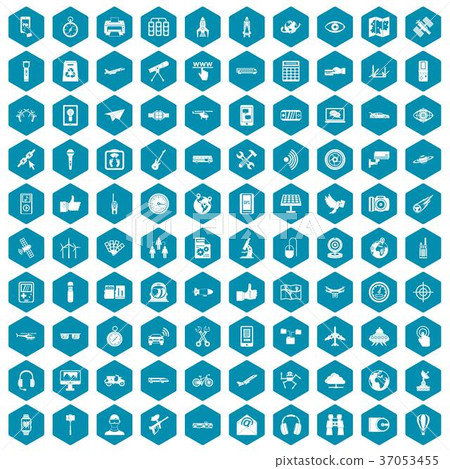 100 wireless technology icons sapphirine violet 37053455